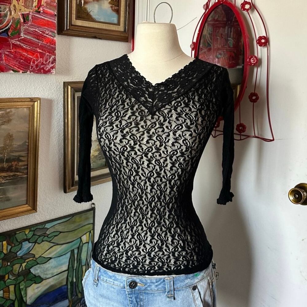 sophia lace black long sleeve top